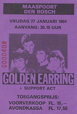 Golden Earring show ticket#797 January 27, 1984 Den Bosch - Maaspoort